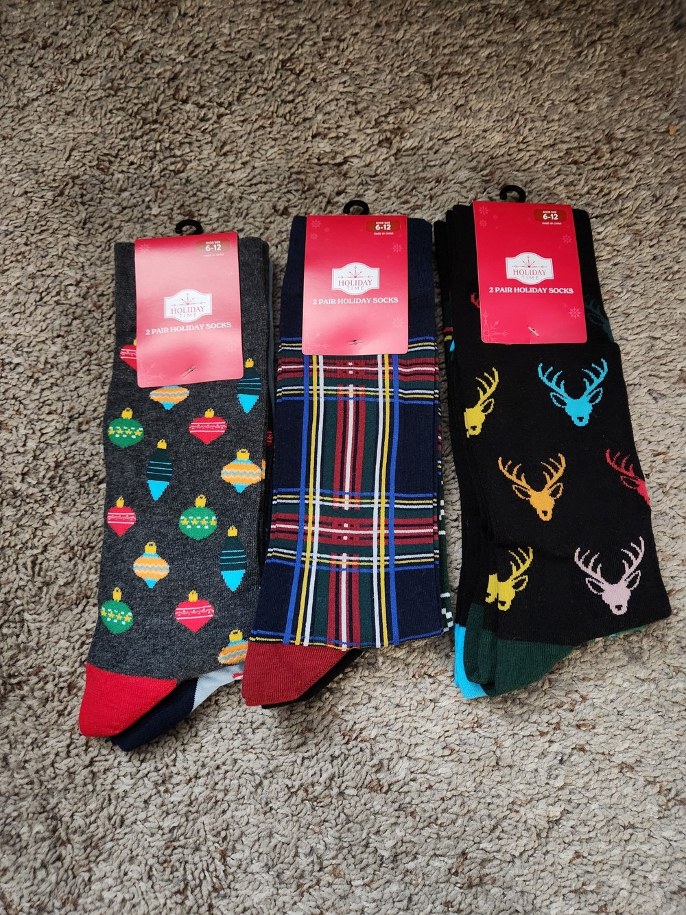 Holiday Time Men's Holiday Sock Pack Of 2 Bundle Of 3 Size 6-12